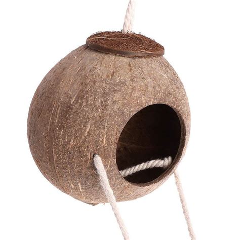 Bird House Handmade Coconut Shell Bird Nest Charcoal Grass Budgerigar