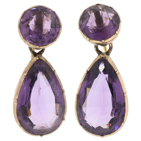 Vintage Karat Gold Amethyst Drop Earrings At Stdibs Vintage