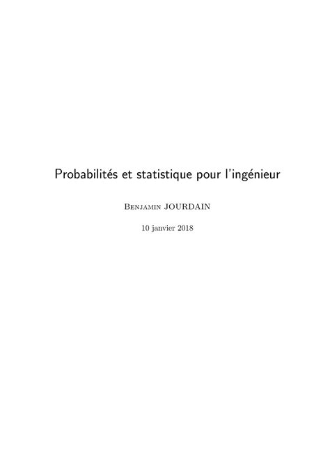 Probabilit S Et Statistique Pour Ling Nieur Probabilit Es Et