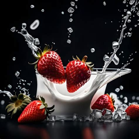 Premium Photo Strawberry Juice With Milk And Cup On The Table