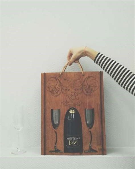 Laser Cut Wooden Champagne Box Layout For Drink Bottle CDR File