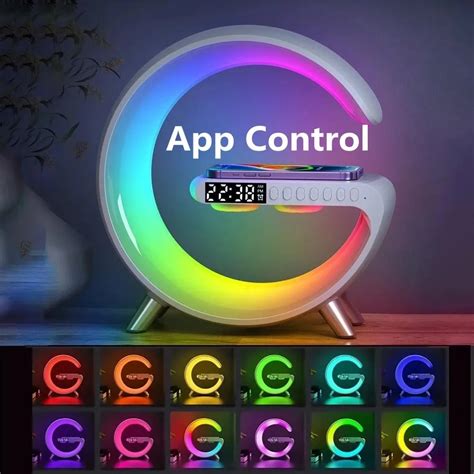 Multifuncional Cargador Inal Mbrico Soporte Despertador Altavoz App Rgb