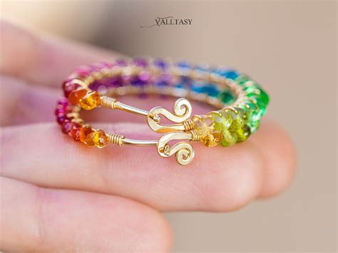 Solid Gold 14k Rainbow Hoop Earrings Valltasy