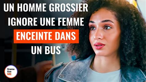 Un Homme Grossier Ignore Une Femme Enceinte Dans Un Bus