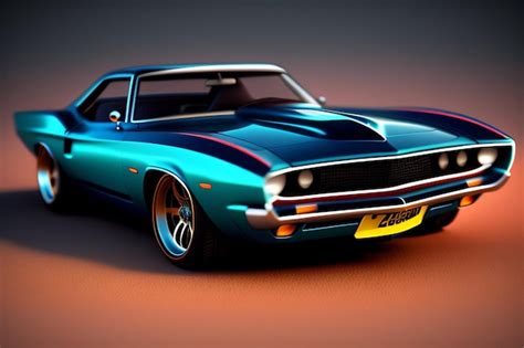 Un Muscle Car Azul Con Una Matr Cula Que Dice Foto Premium