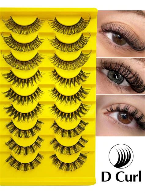 Pairs Full False Lashes Russian Strip D Curl Faux Mink Cat Eye Look