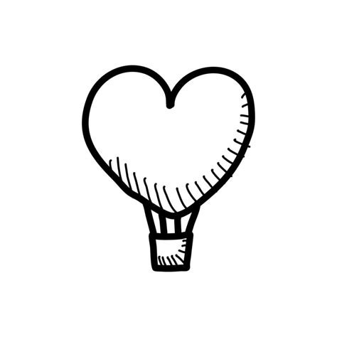 Love Hot Air Balloon Icon With Hand Draw Style 17756579 Vector Art At Vecteezy