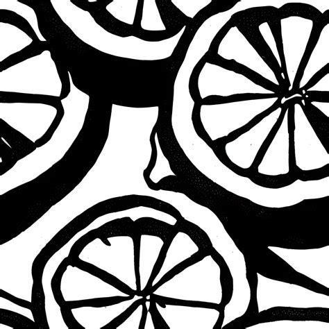 Dibujo para colorear Patrón de cítricos en blanco y negro Creative