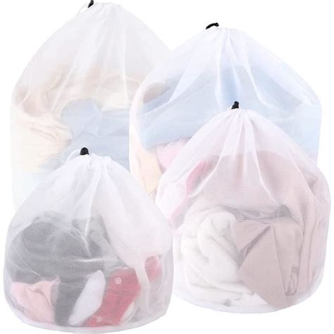 4 Pcs Filet à Linge Sac à Linge avec Cordon de Serrage Sac de Lavage