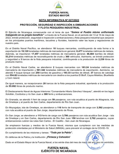 Ej Rcito De Nicaragua On Twitter Notainformativa En El Per Odo Del