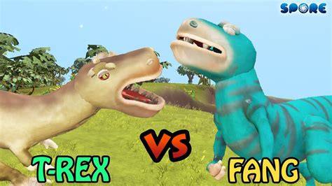 T Rex Vs Fang Dino Vs Cartoon S2e1 Spore Youtube