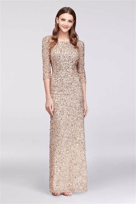 34 Sleeve Scoop Back Sequin Gown Davids Bridal