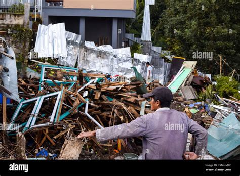 The Ruins Of Buildings Damaged After The Earthquake In Cianjur City