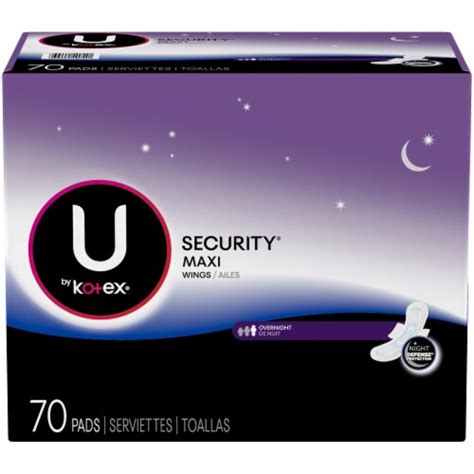 U by Kotex Security Overnight Unscented Maxi Pads with Wings, 70 ct - Kroger