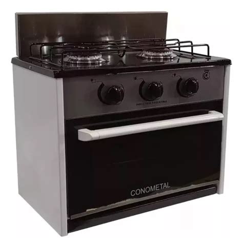 Anafe De Cocina Con Horno Hornallas Negro Y Acero E