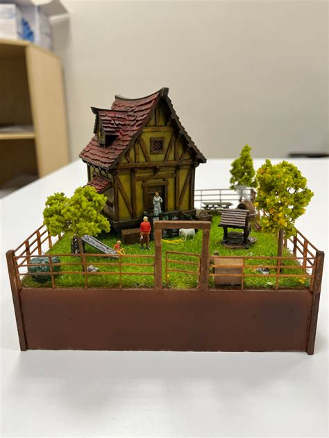 Farm House Diorama Scale Farm Life Miniature Led Etsy