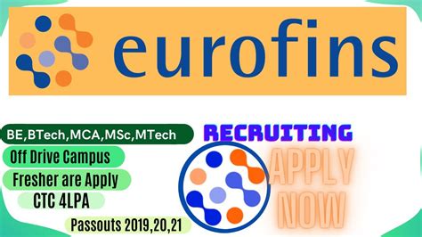 Eurfins Off Drive Campus Freshers 2021 Workfromhome Offcampusjobs