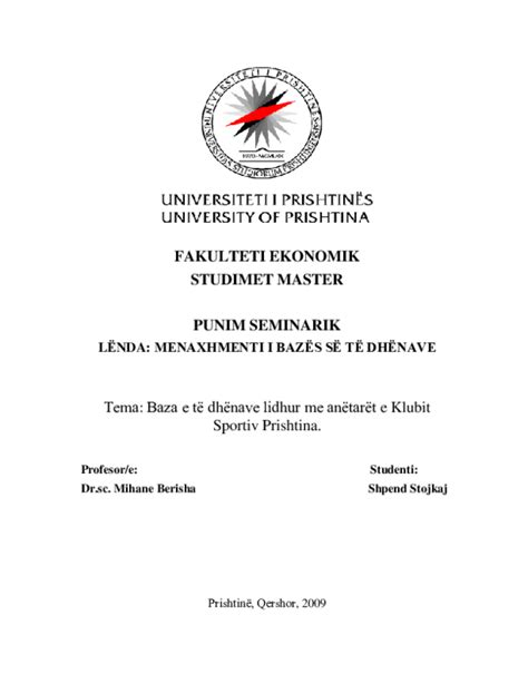 (PDF) FAKULTETI EKONOMIK STUDIMET MASTER PUNIM SEMINARIK LËNDA ...