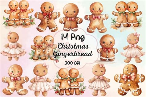 Christmas Gingerbread Watercolor Clipart Graphic By CpSnowy Creative