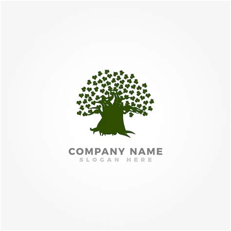 Plantilla de logotipo de árbol de roble para negocios Vector Premium