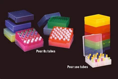 Boîtes en polypropylène coloris assortis pour 100 cryotubes 1 2 ou 2 ml