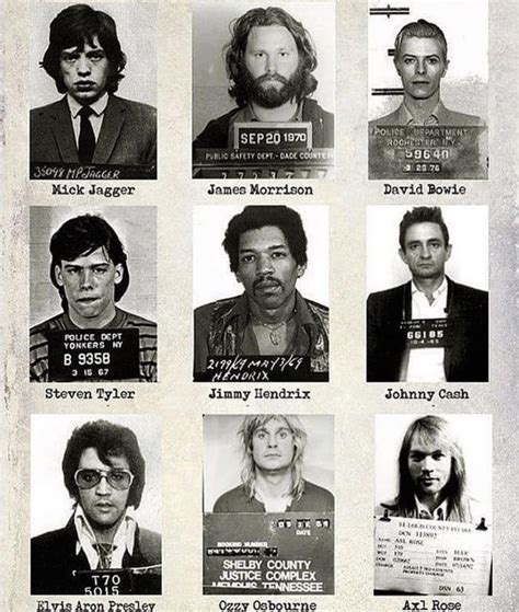 Mugshots Of Different Rockstars C Onwards History Mug Shots