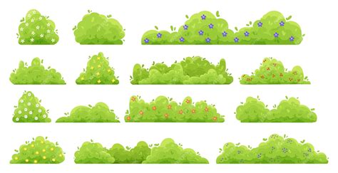 Buissons Verts Avec Des Fleurs Forêt De Dessin Animé Et Arbustes De