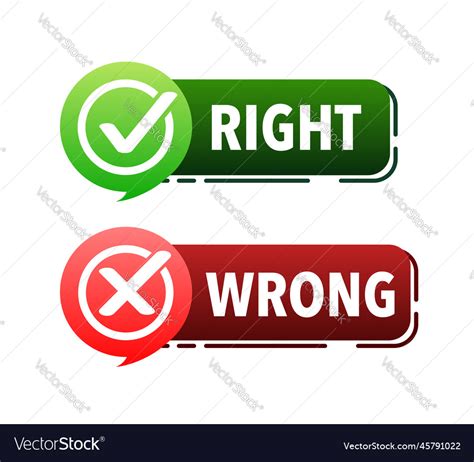 Right Wrong Label Sign Check Mark Icon Royalty Free Vector