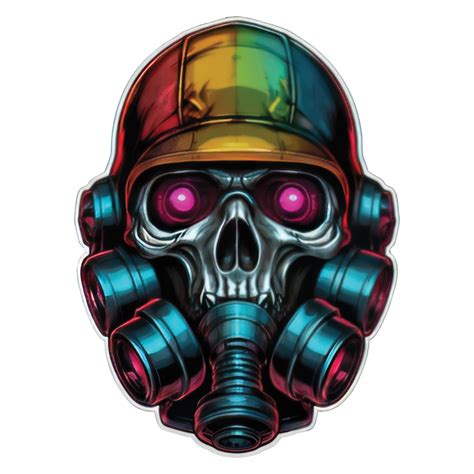 Detailed Skull Head Wearing A Gas Mask Illustration 44183159 Png