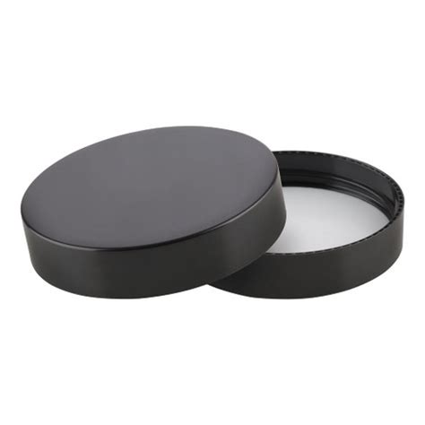 58mm Black Plastic Smooth Sided Screw Cap With Liner Plasdene Glass