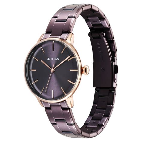 Buy Online Titan Tgif Quartz Analog Brown Dial Purple Stainless Steel