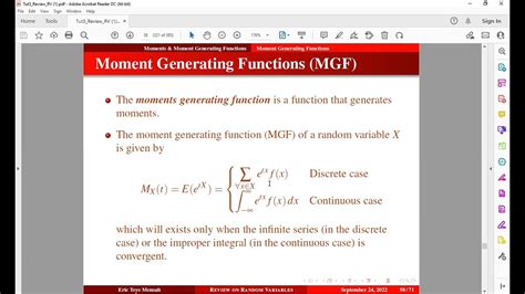 Moments And Moment Generating Functions With Solved Examples And Exercise Tutorial 3 H Youtube