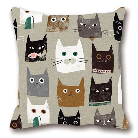 Cat Cushion Cat Pillow No Inner Cute Cartoon Home Decorative Cushion