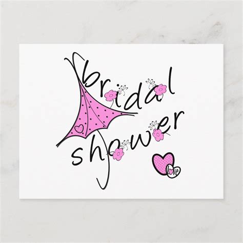 Pink Umbrella Bridal Shower Invitation Postcard | Zazzle