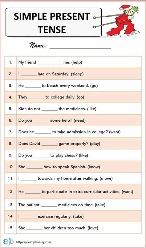 Simple Past Tense Exercises D Simple Present Tense Worksheets