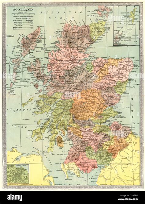 Scotland Showing Counties 1907 Antique Map Stock Photo Alamy