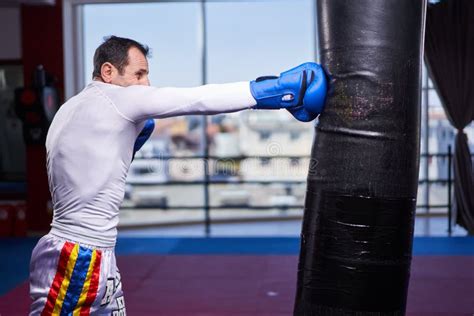 Kickboxer Hitting The Heavy Bag In The Gym Stock Image Image Of Boxer