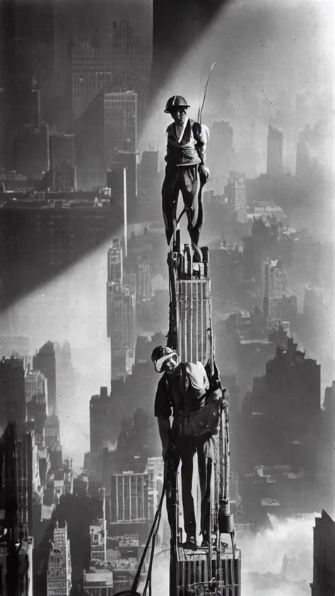 Empire State Building Worker In 1 9 3 1 By Lewis Hine Stable Diffusion