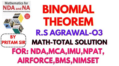 Binomial Theorem R S Agrawal Nda Math By Pritam Sir For Nda