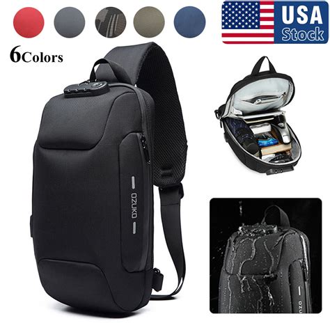 Men S Anti Theft Crossbody Bag With Password Lock Usb Charging System