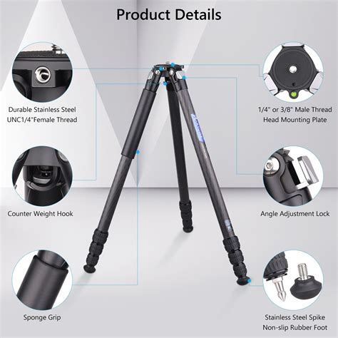 Artcise Ct C Heavy Duty Tripod Compact Carbon Fiber Tripod Stand W