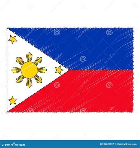 Hand Drawn Sketch Flag Of Philippines Doodle Style Icon Stock Vector Illustration Of Nation