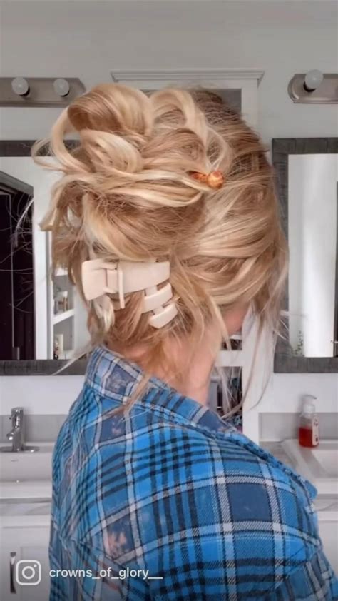 Claw Clip Tutorial Messy Bun Hair Tutorial Thick Hair Updo Claw Clip Easy Hairstyles Artofit