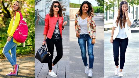 Hermosos Jeans Con Zapatillas Deportivas De Moda 2017 Youtube