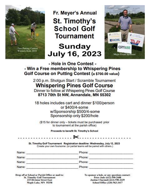 Golf Tournament Registration St Timothy S School