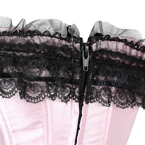 Sexy Satin Lace Overlay Corset Bustier Overbust Burlesque Corselet Top Bodyshaper Lingerie