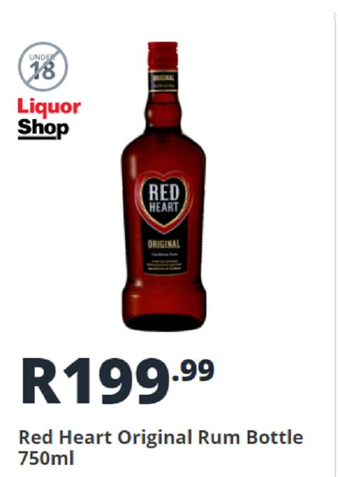 Red Heart Original Rum Bottle 750ml Offer At Shoprite Liquor