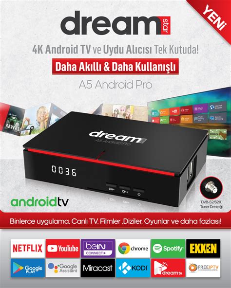 Dreamstar A Pro Android Ultra Hd K Uydu Al C S Hd Kutu Tv Uydu