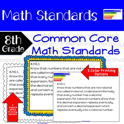 Easy Printables Of Th Grade Common Core Math Standards Education