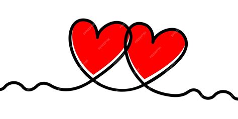 Premium Vector Abstract Continuous Line With Double Red Hearts